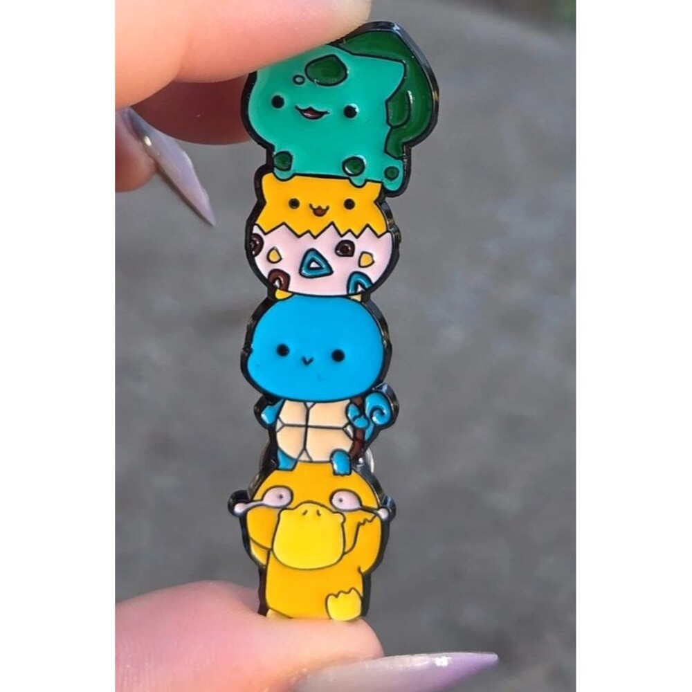 Pokemon enamel pin fun starter stack